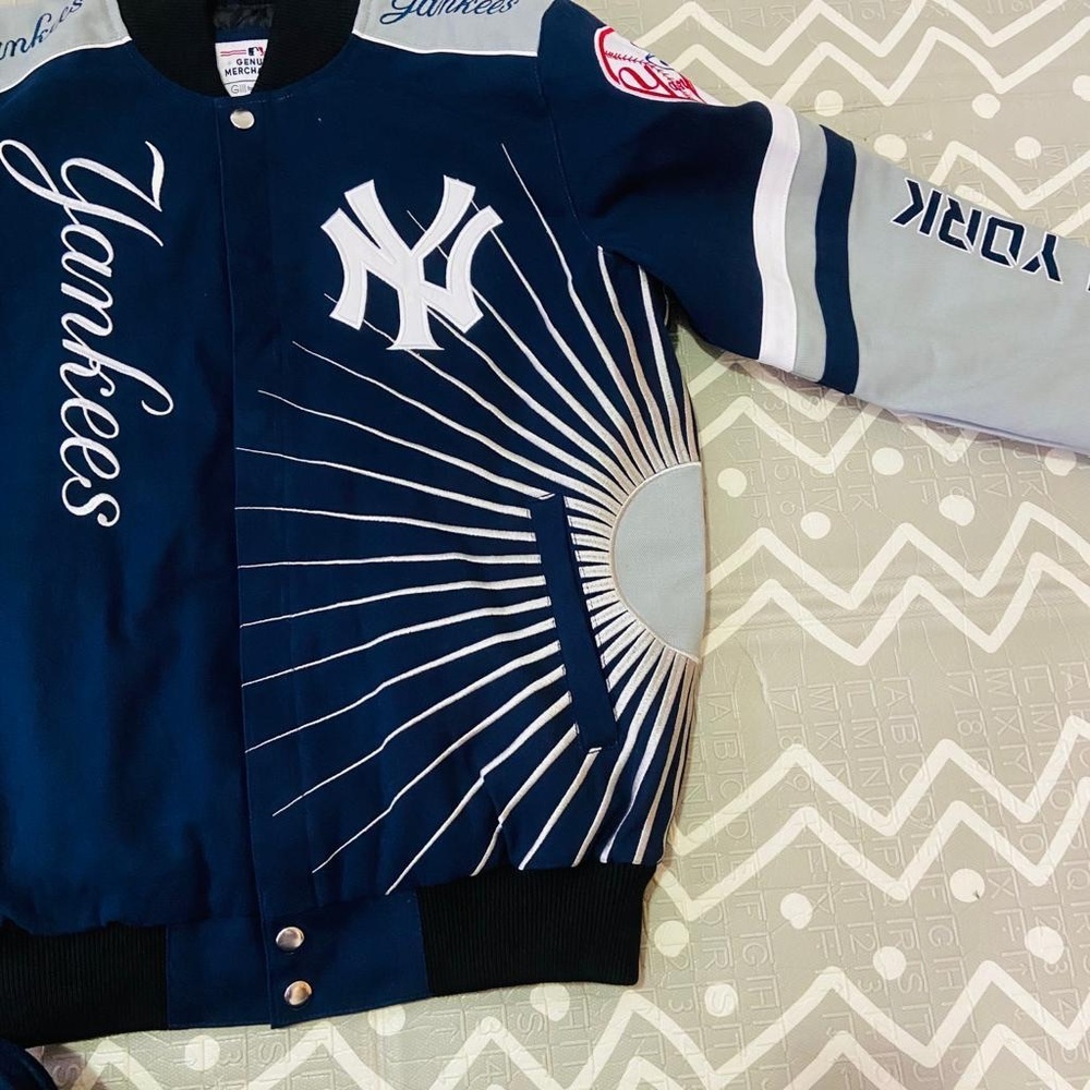 Vintage retro Ny New York Yankees embroidered letterman varsity jacket coat - Picture 8 of 13